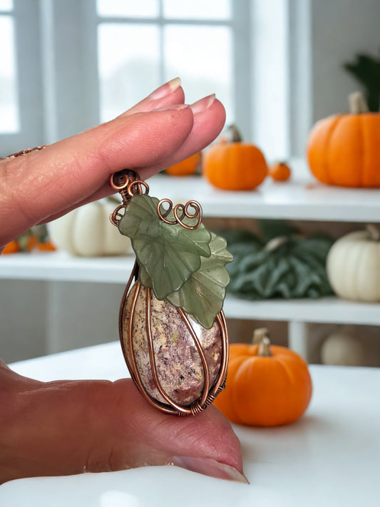 Pumpkin themed India Agate Pendant