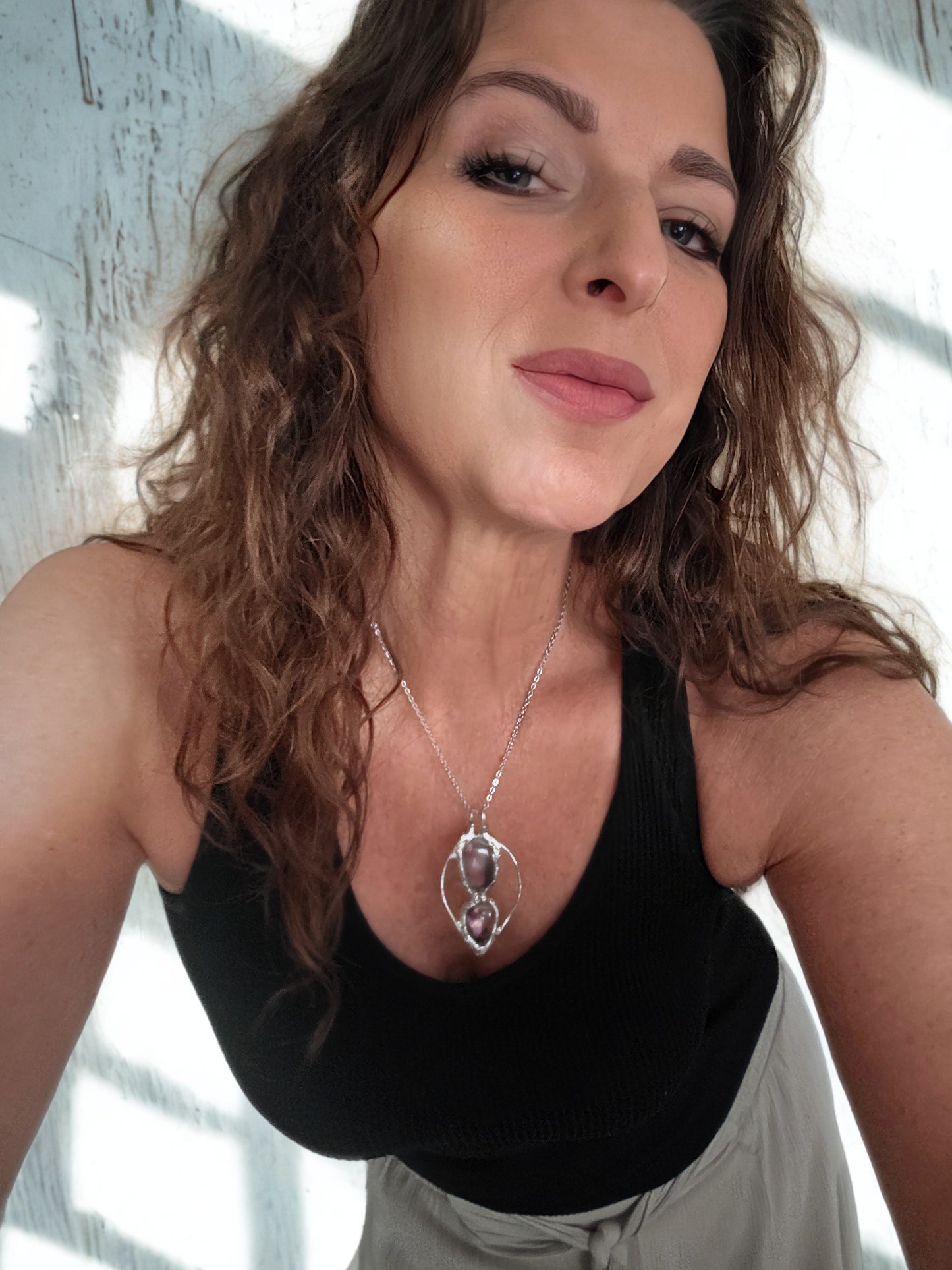 Handcrafted Trapiche Amethyst Soldered Pendant Necklace | Artisan Crystal Jewelry