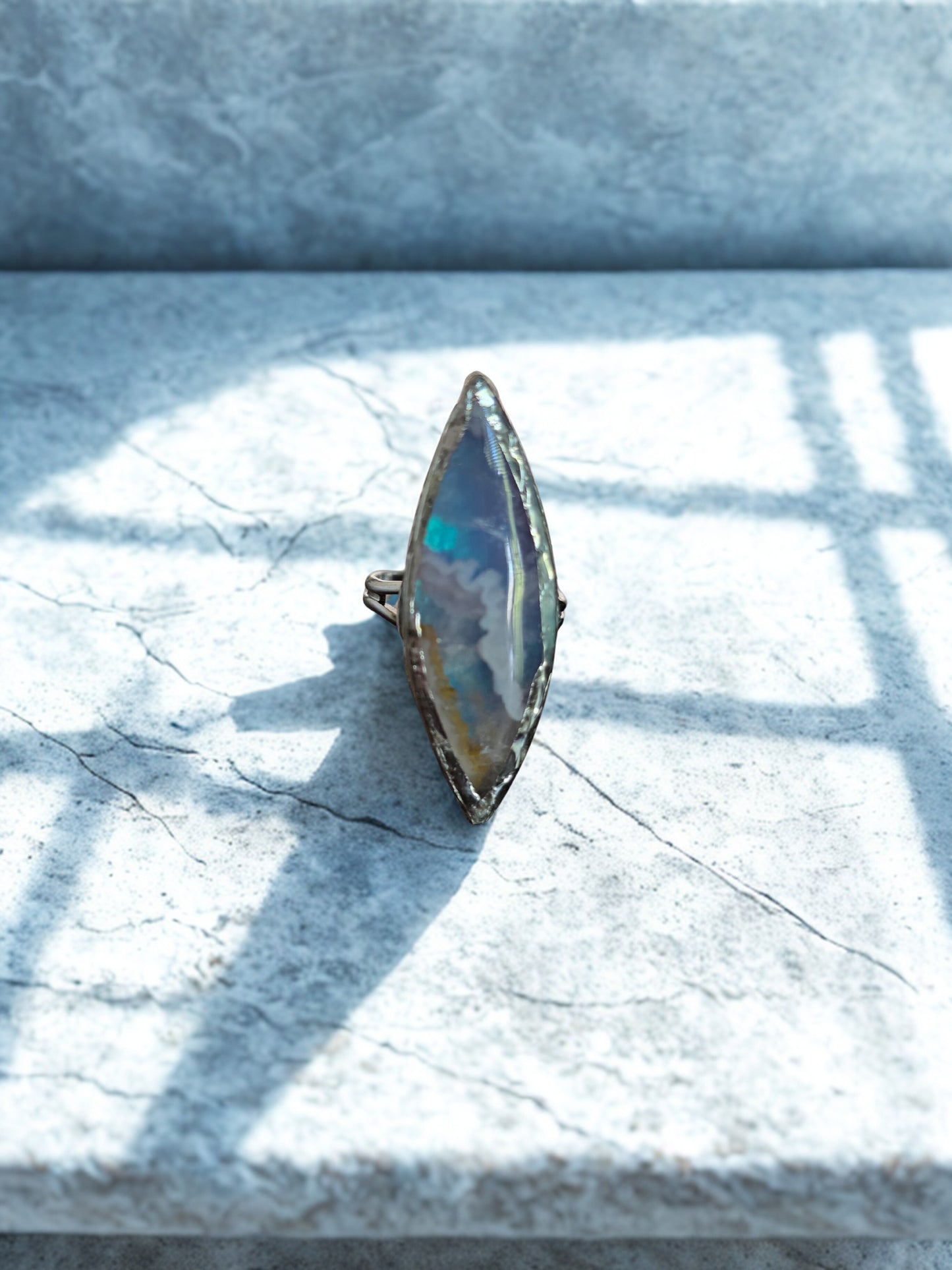 Aurora Sky Agate Doublet Statement Ring