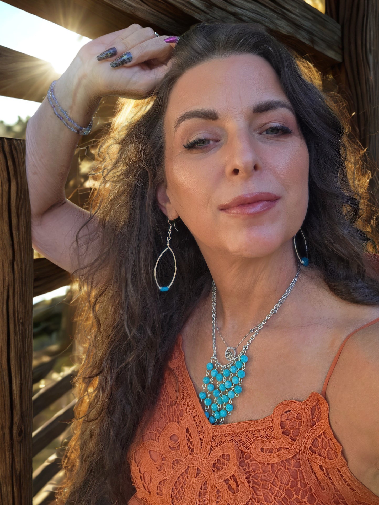 Russian Amazonite waterfall necklace and earring set