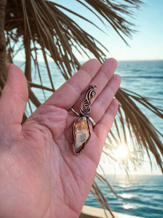 Herkimer Diamond Shell Pendant