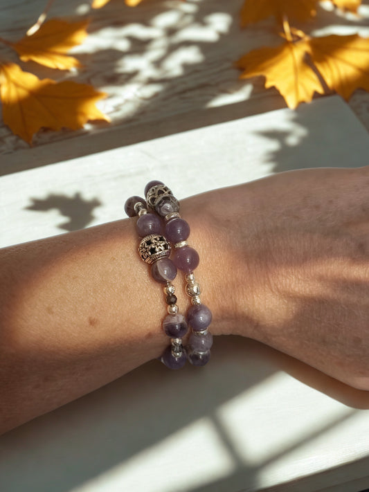 Amethyst stretch beaded bracelets