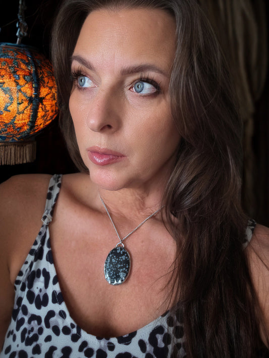 Snowflake Obsidian Unisex Pendant