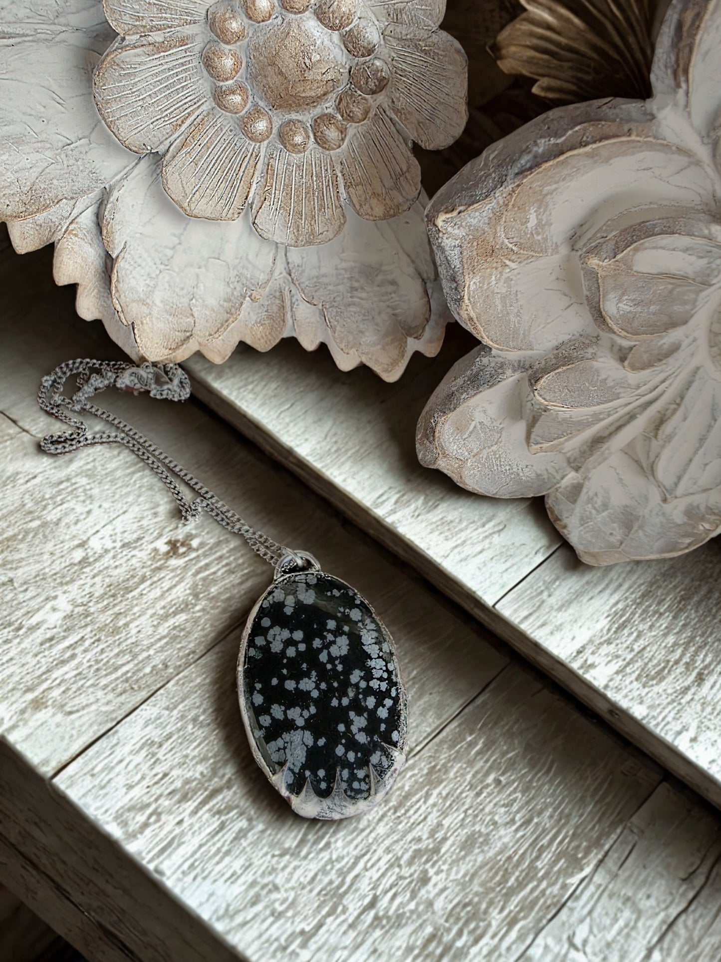 Snowflake Obsidian Unisex Pendant