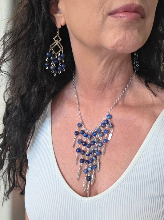 Waterfall Lapis Lazuli Necklace & Earring Set
