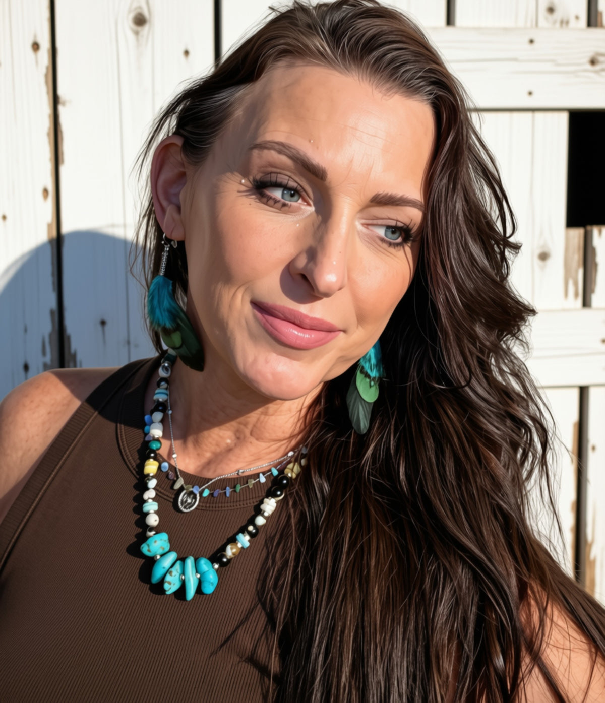 Boho Beaded necklace/ Agate / Magnesite