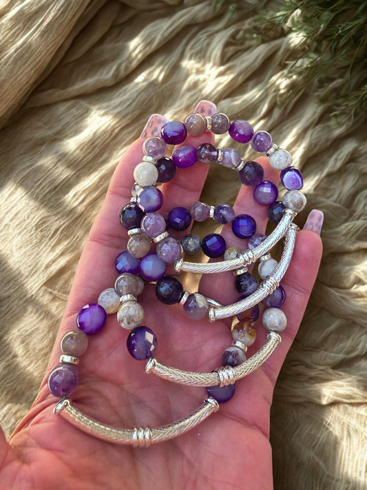 Amethyst + Agate Harmony Stretch Bracelet