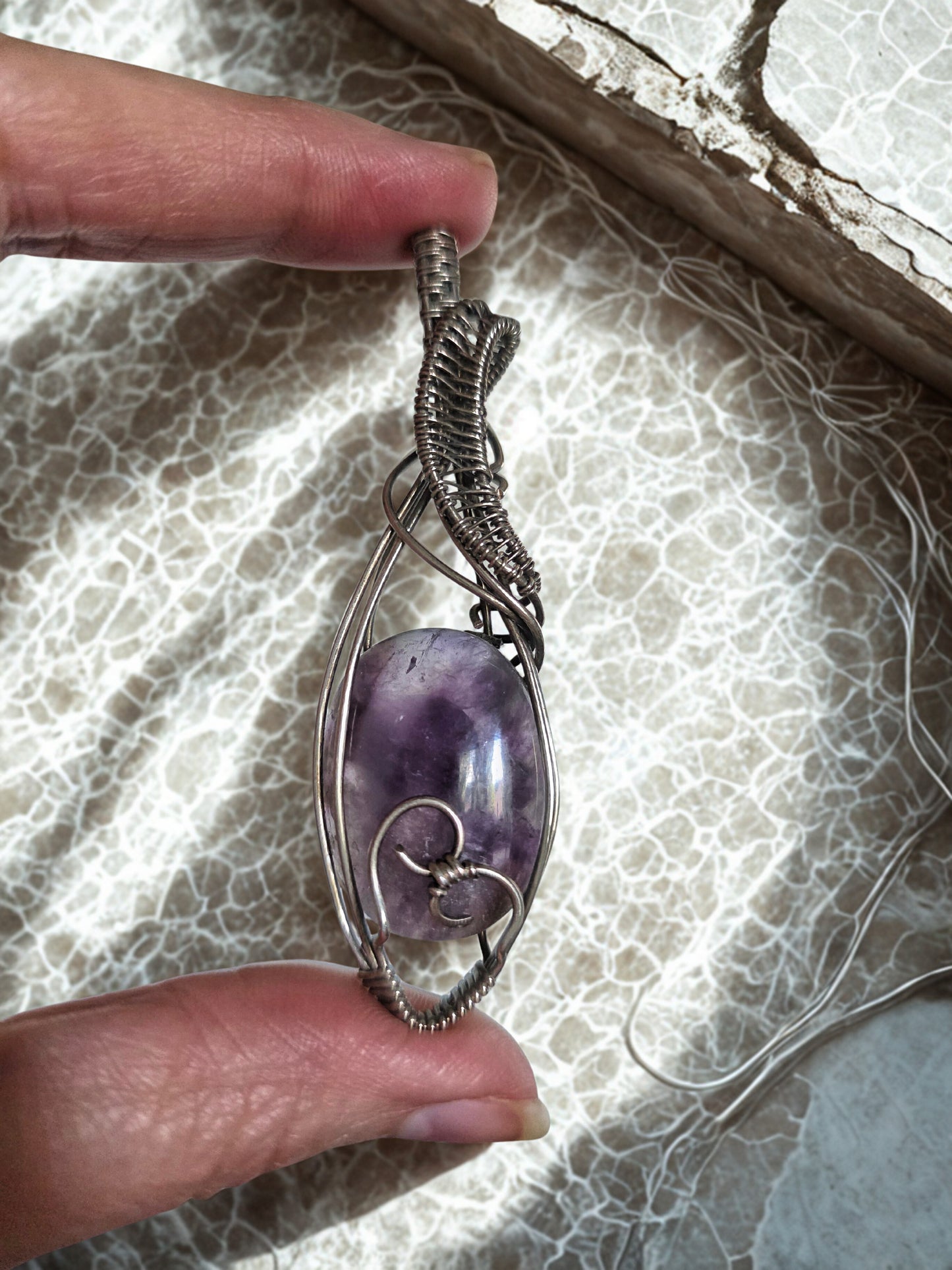 Amethyst Sterling Silver Wire Wrapped Pendant