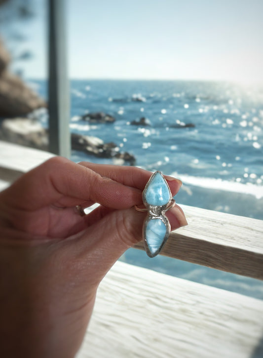 Double Larimar Statement Ring