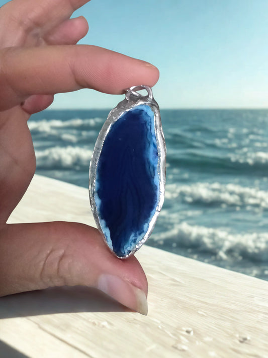 Blue Sliced Agate Pendant
