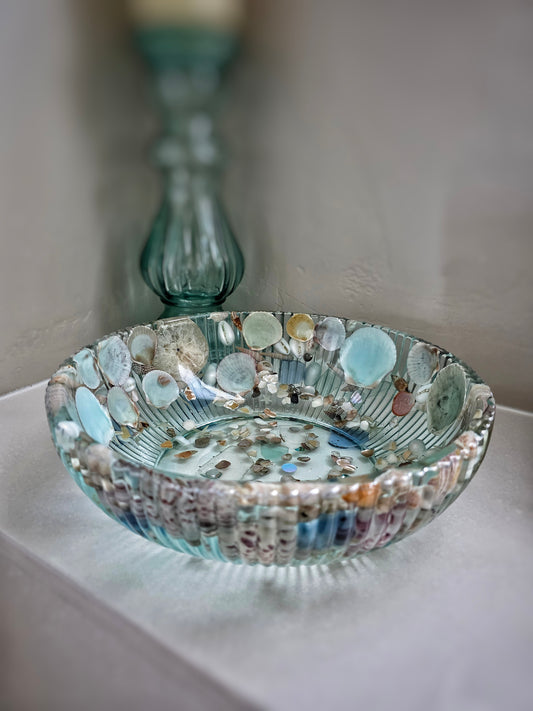 Handcrafted Ocean Resin Bowl – Coastal Home Decor – Beach Themed Centerpiece – One of a Kind Resin Art