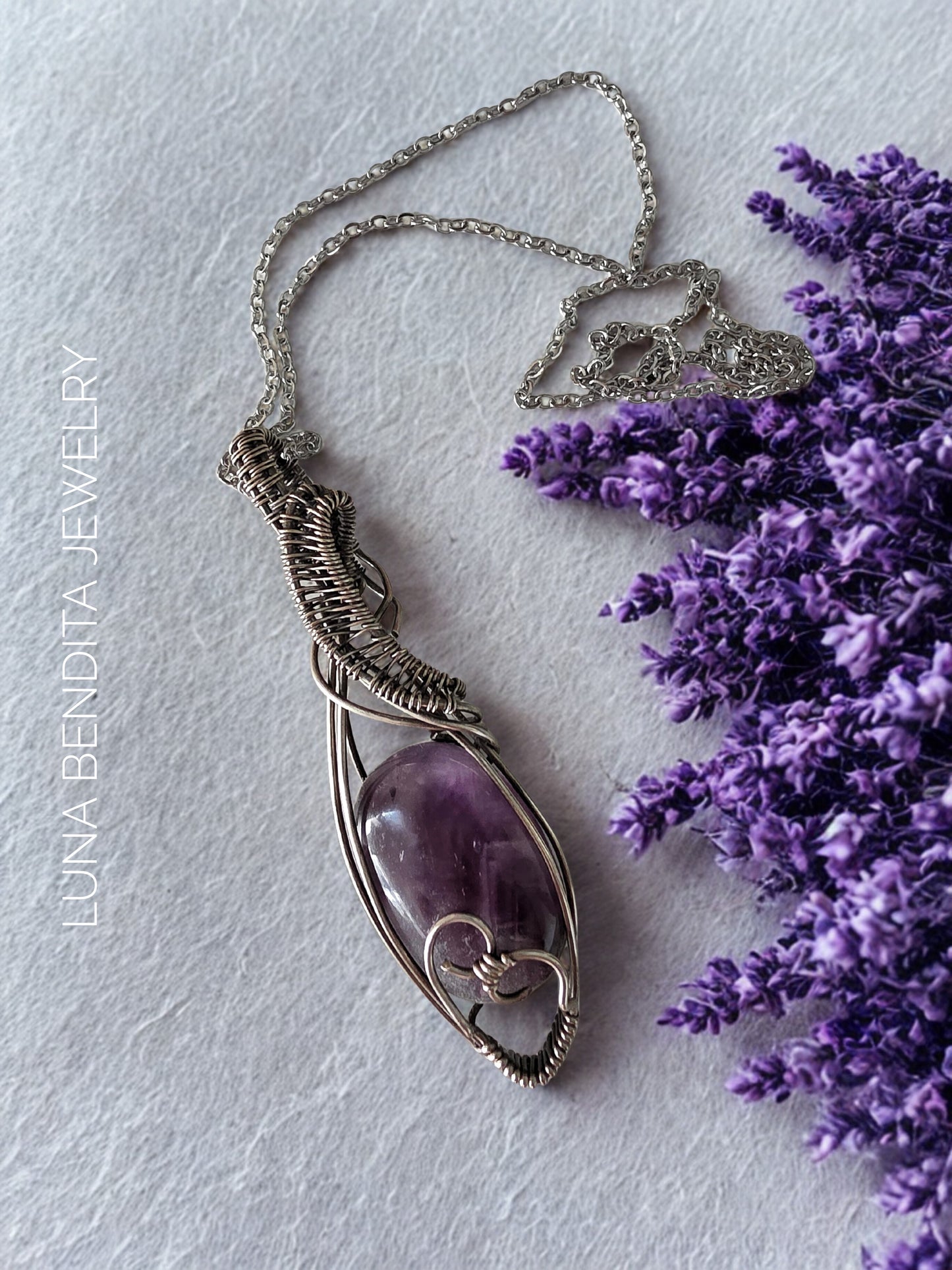 Amethyst Sterling Silver Wire Wrapped Pendant