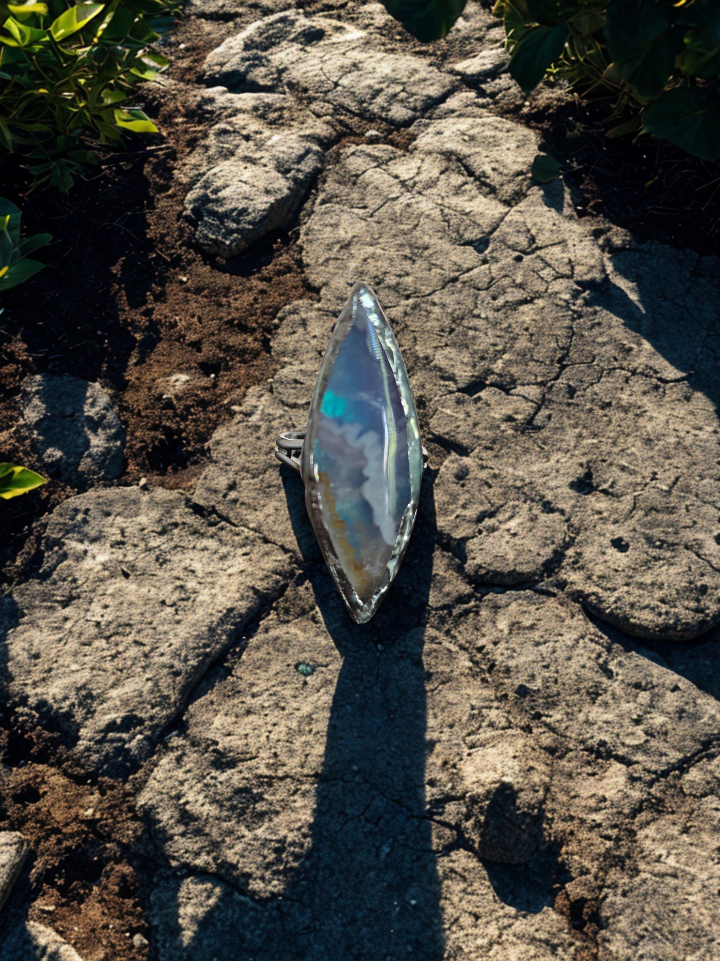 Aurora Sky Agate Doublet Statement Ring