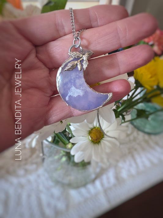 Aroura Sky Agate Moon Pendant