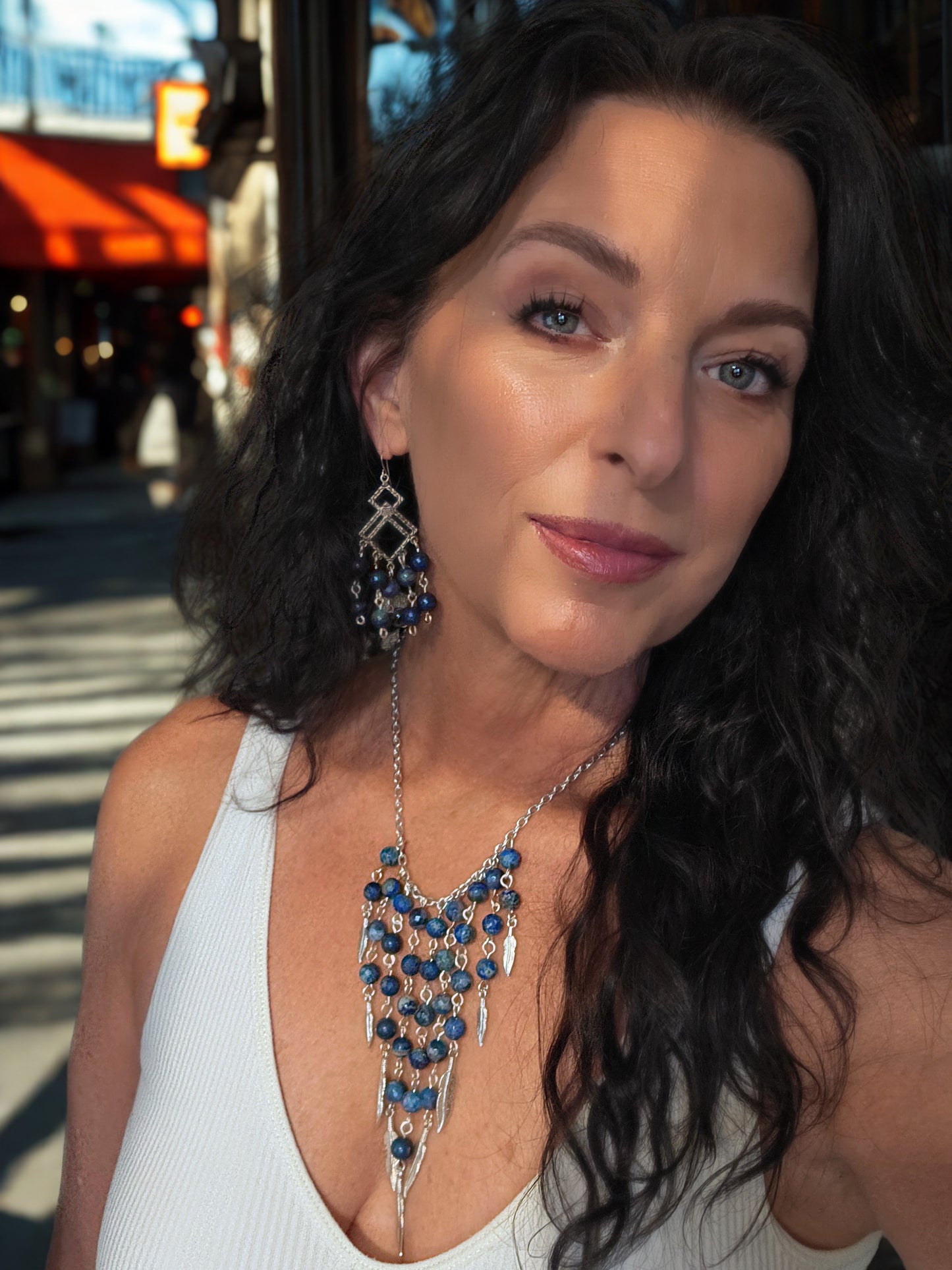 Waterfall Lapis Lazuli Necklace & Earring Set