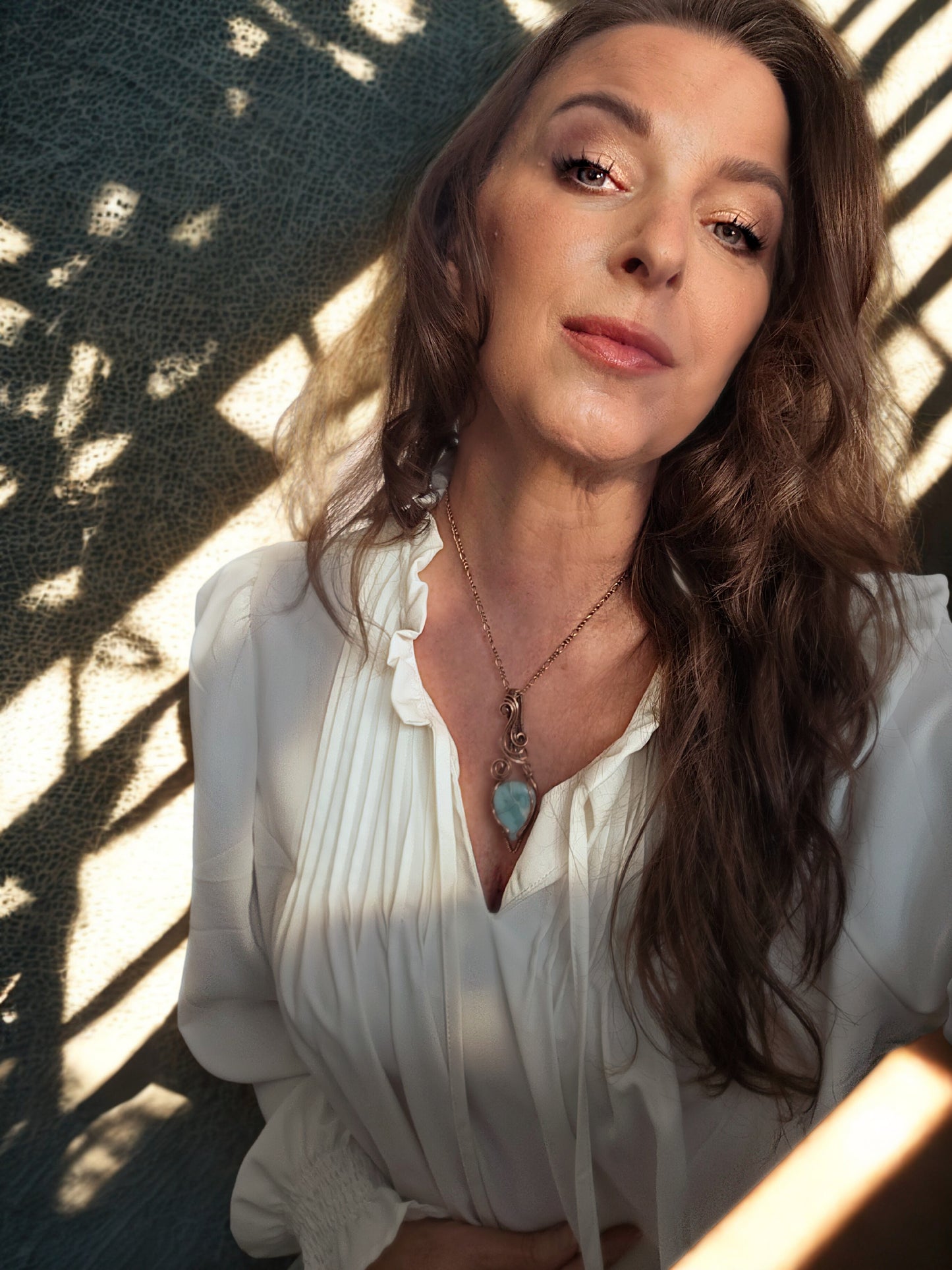 Larimar Copper Wirewrapped pendant