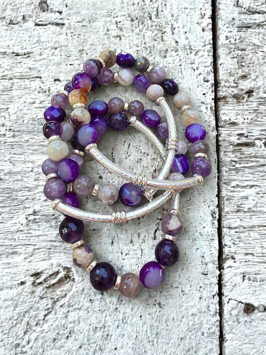 Amethyst + Agate Harmony Stretch Bracelet