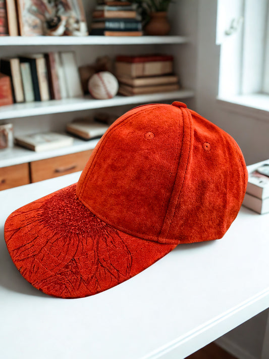 Burnt Orange Handburned Cap