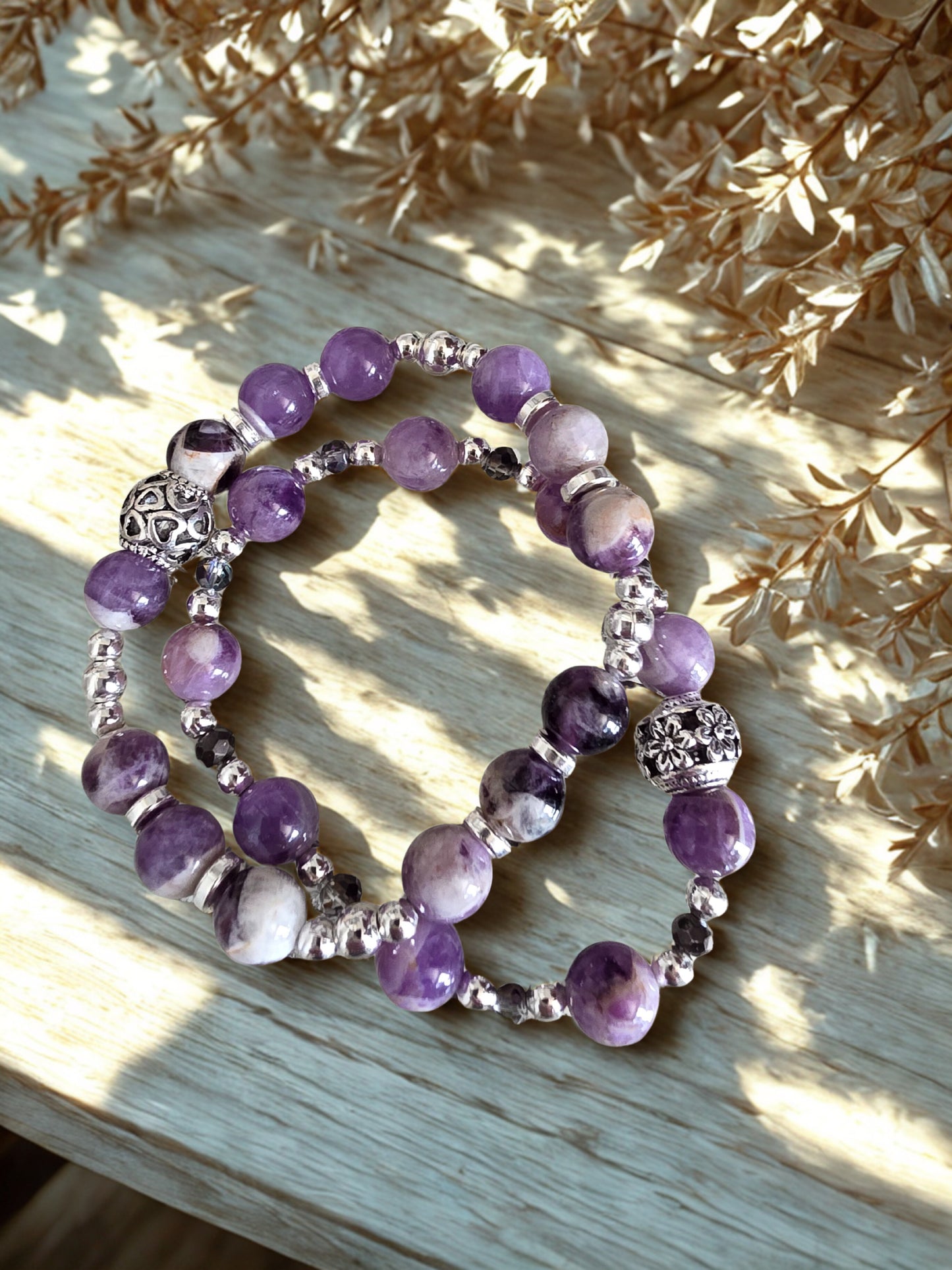 Dream Amethyst beaded stretch bracelet
