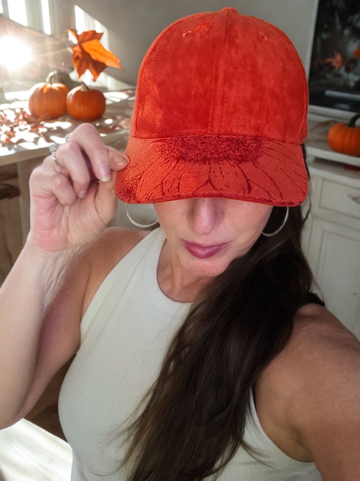 Burnt Orange Handburned Cap