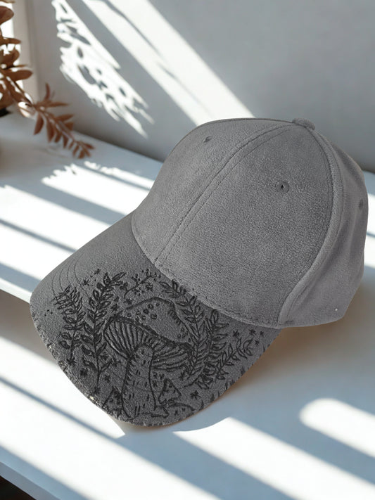 Grey Mushroom Handburned Cap