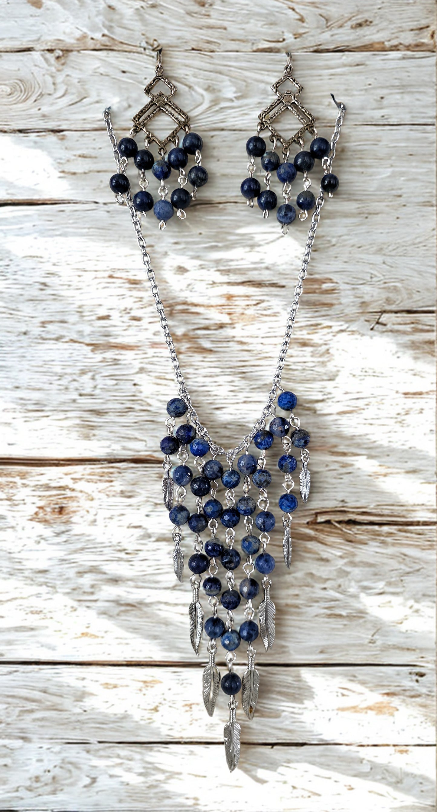 Waterfall Lapis Lazuli Necklace & Earring Set