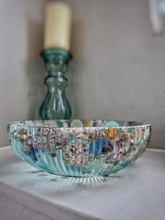 Handcrafted Ocean Resin Bowl – Coastal Home Decor – Beach Themed Centerpiece – One of a Kind Resin Art