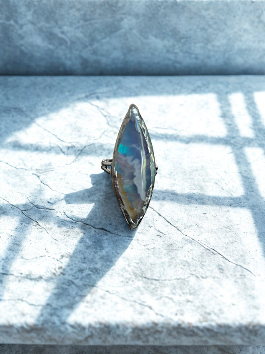 Aurora Sky Agate Doublet Statement Ring