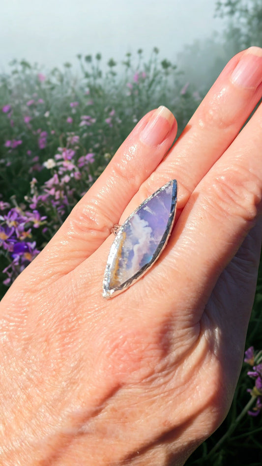 Aurora Sky Agate Doublet Statement Ring