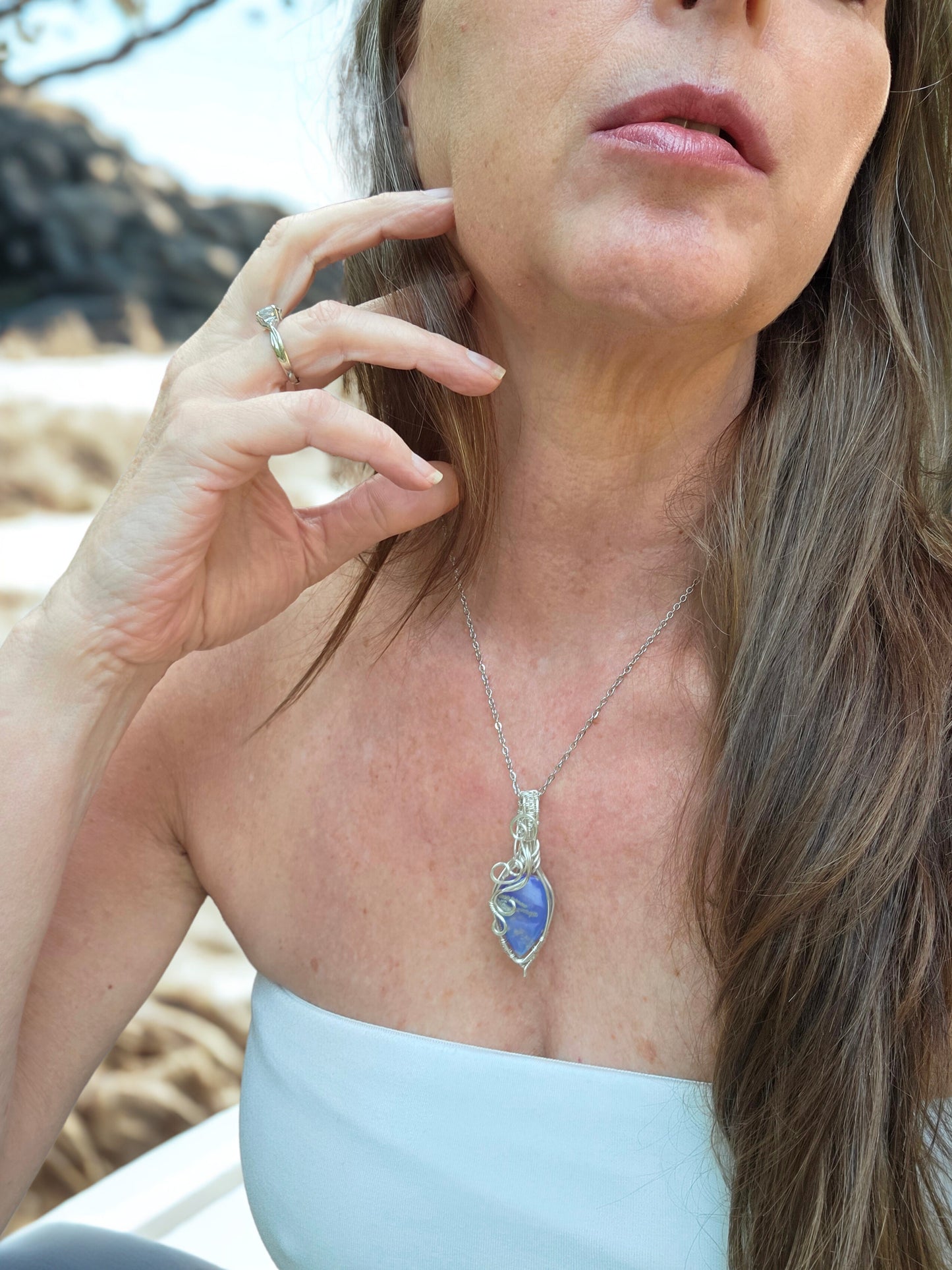 Aurora Sky Agate Doublet Coastal Pendant