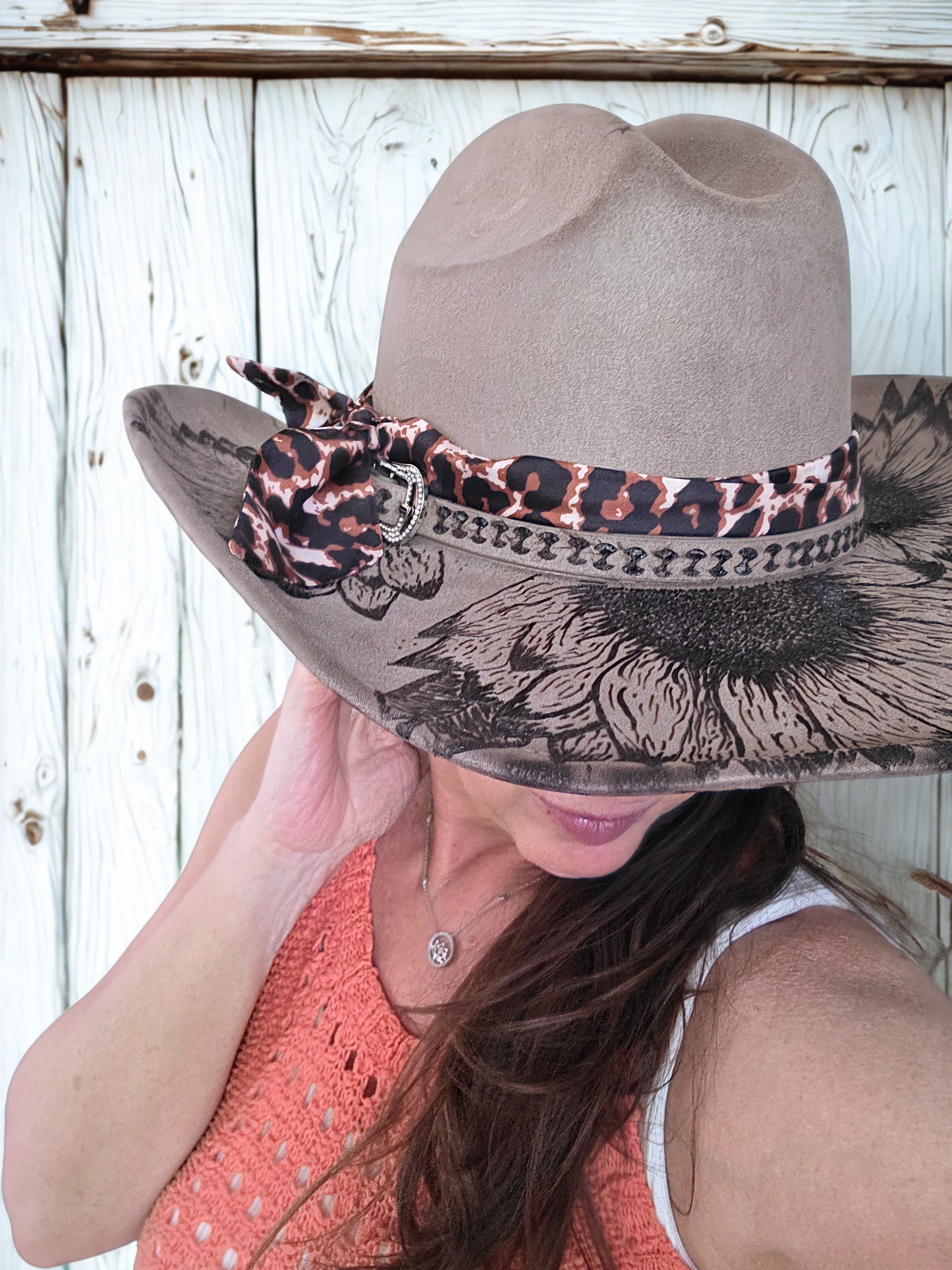Handburned cowgirl Squash Hat
