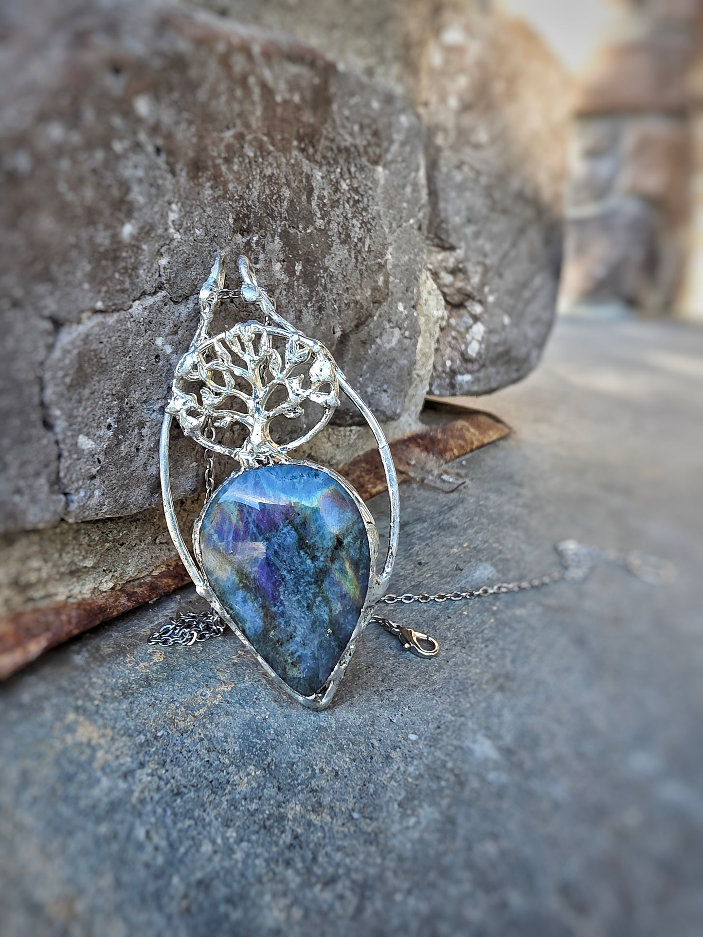 Rainbow Flash Labradorite Soldered Pendant | Handcrafted Artisan Crystal Necklace | Mystical Gemstone Jewelry
