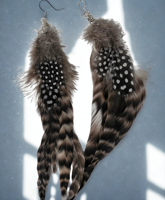 Boho style long feather earrings