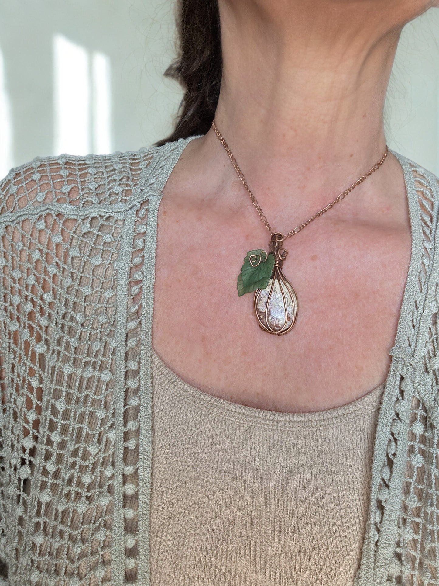 Pumpkin themed India Agate Pendant