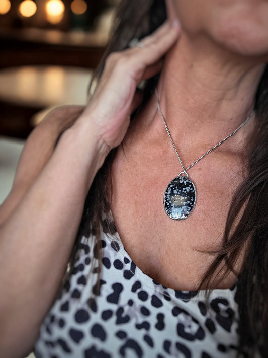 Snowflake Obsidian Unisex Pendant