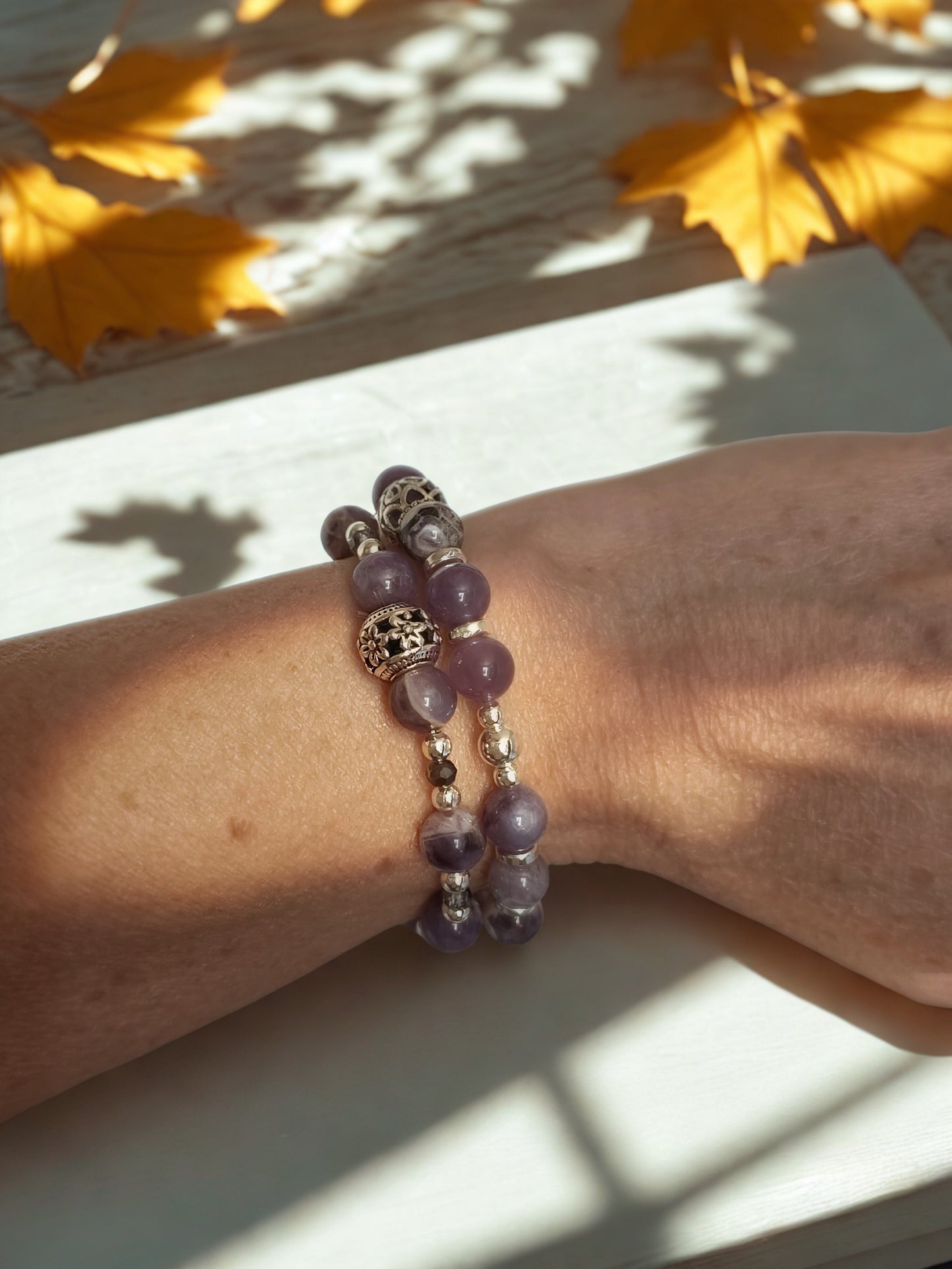 Amethyst stretch beaded bracelets