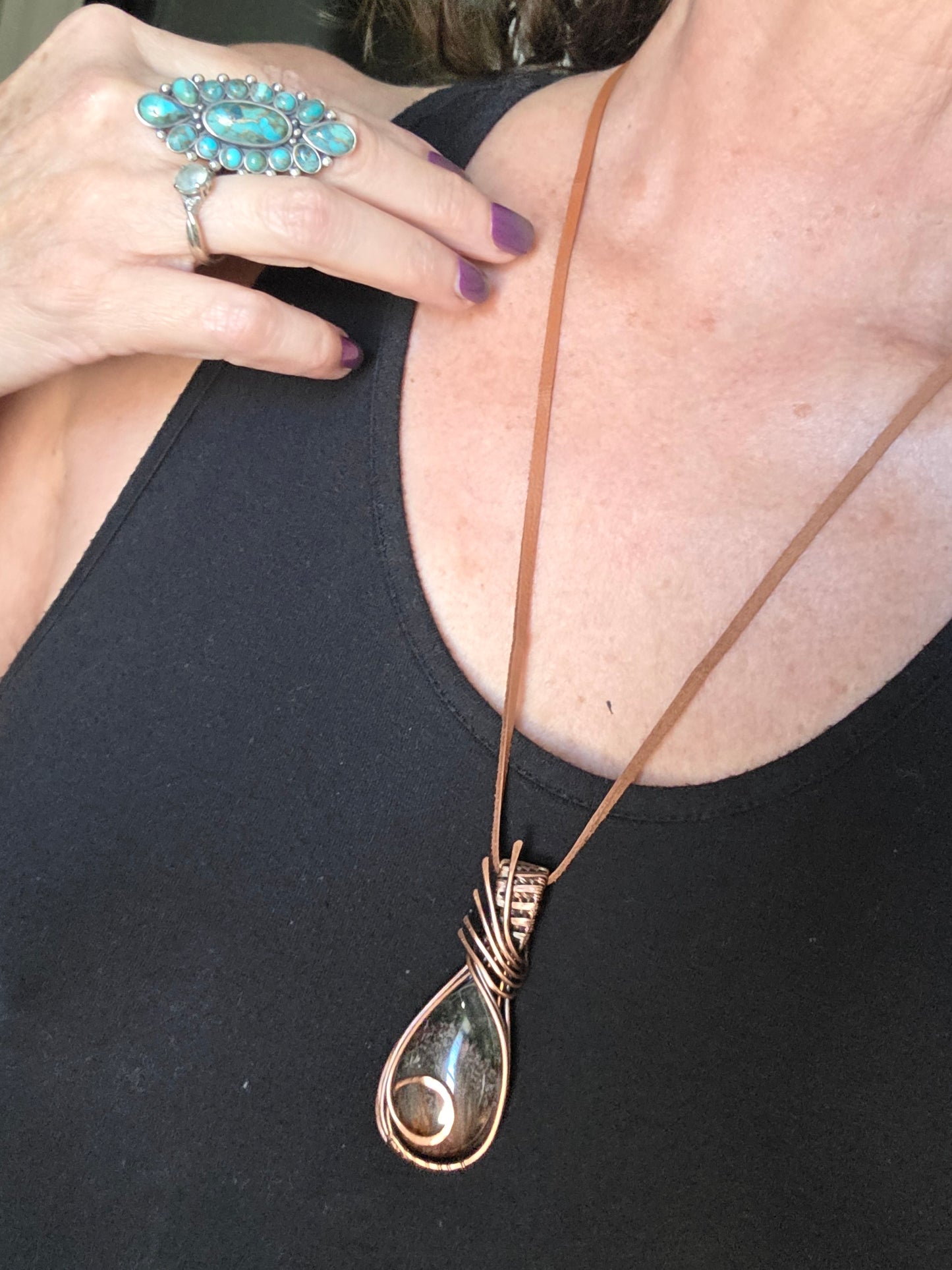 Garden Quartz Pendant in Oxidized Copper | Grounding Crystal