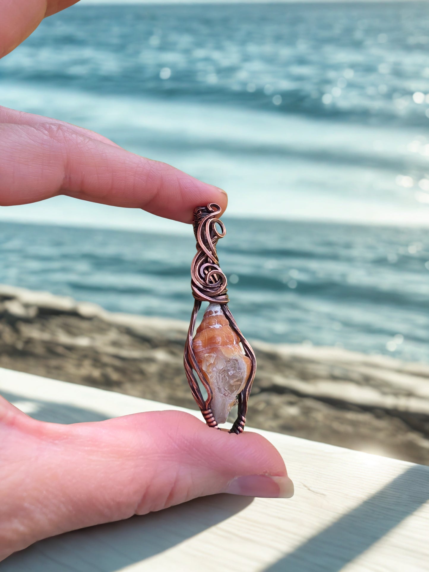 Herkimer Diamond Shell Pendant