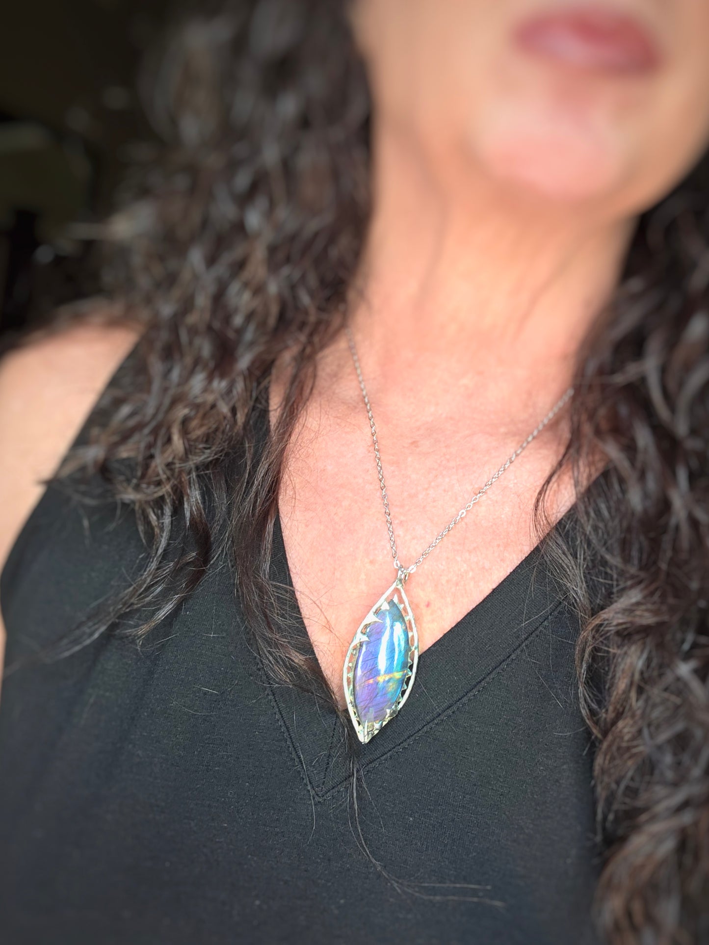 Handcrafted Artsian Purple Labradorite Pendant/ Unisex