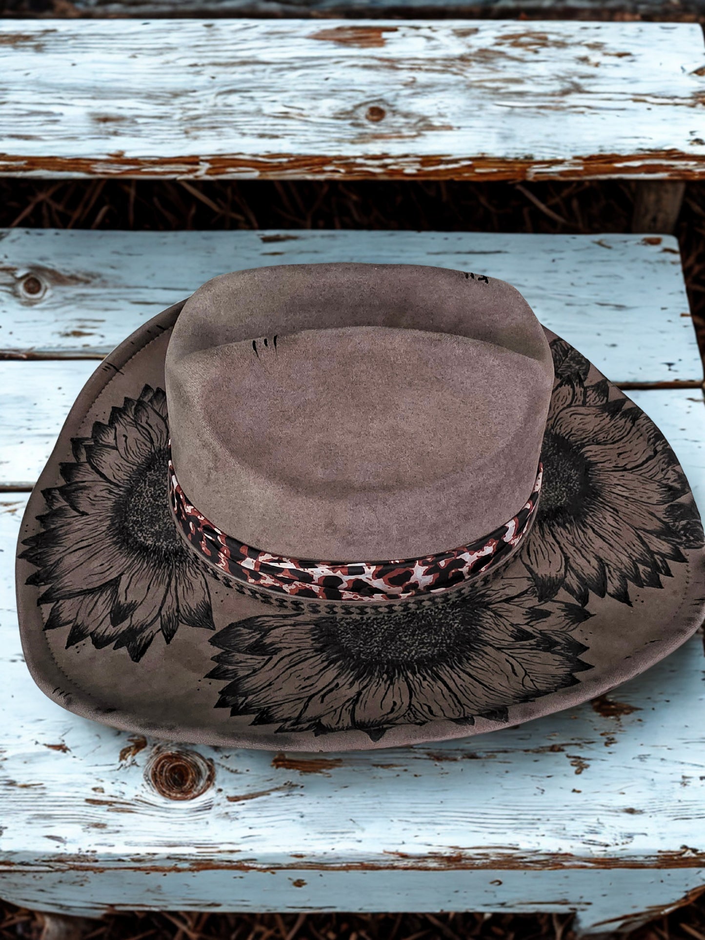 Handburned cowgirl Squash Hat