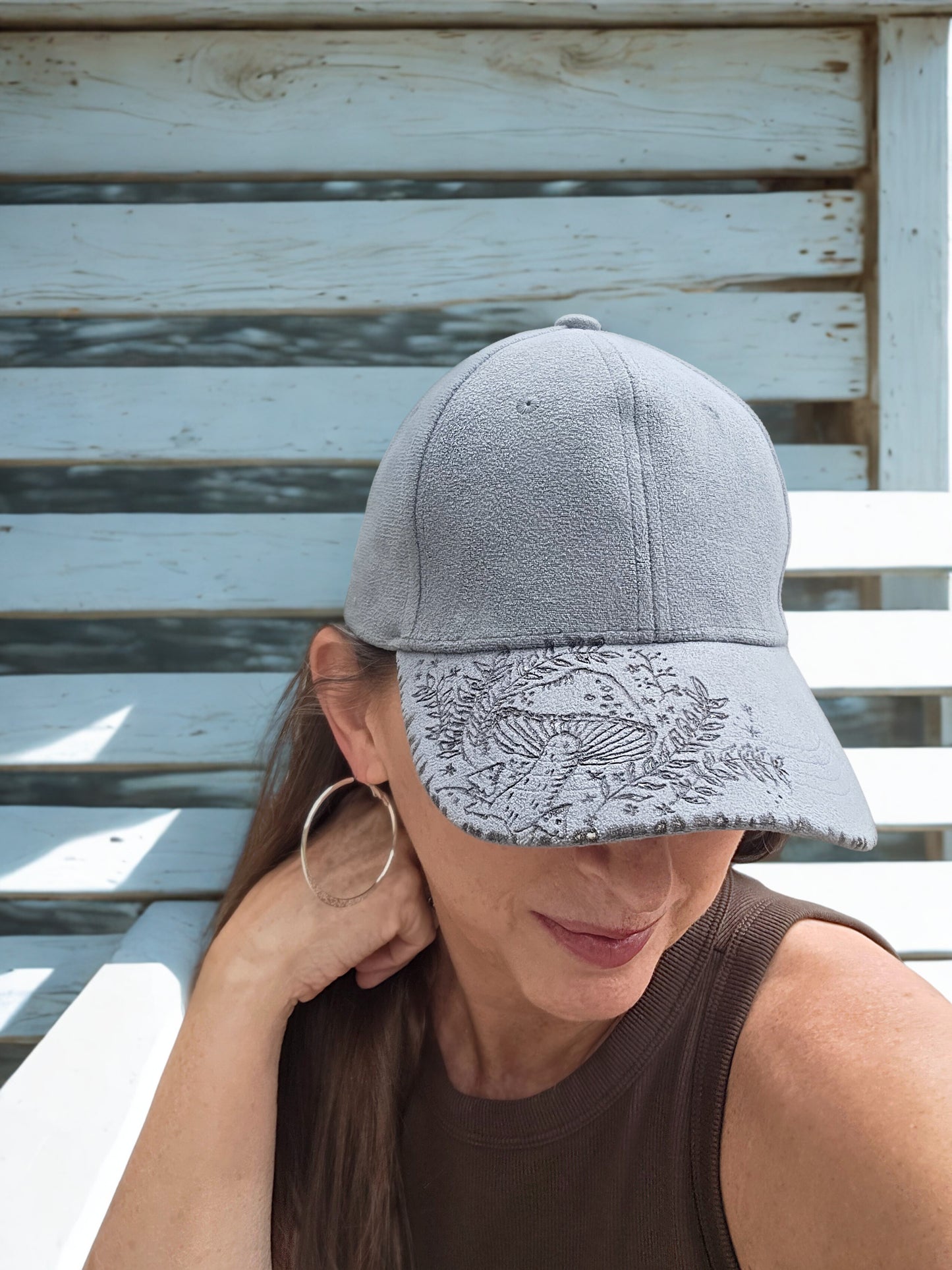 Grey Mushroom Handburned Cap