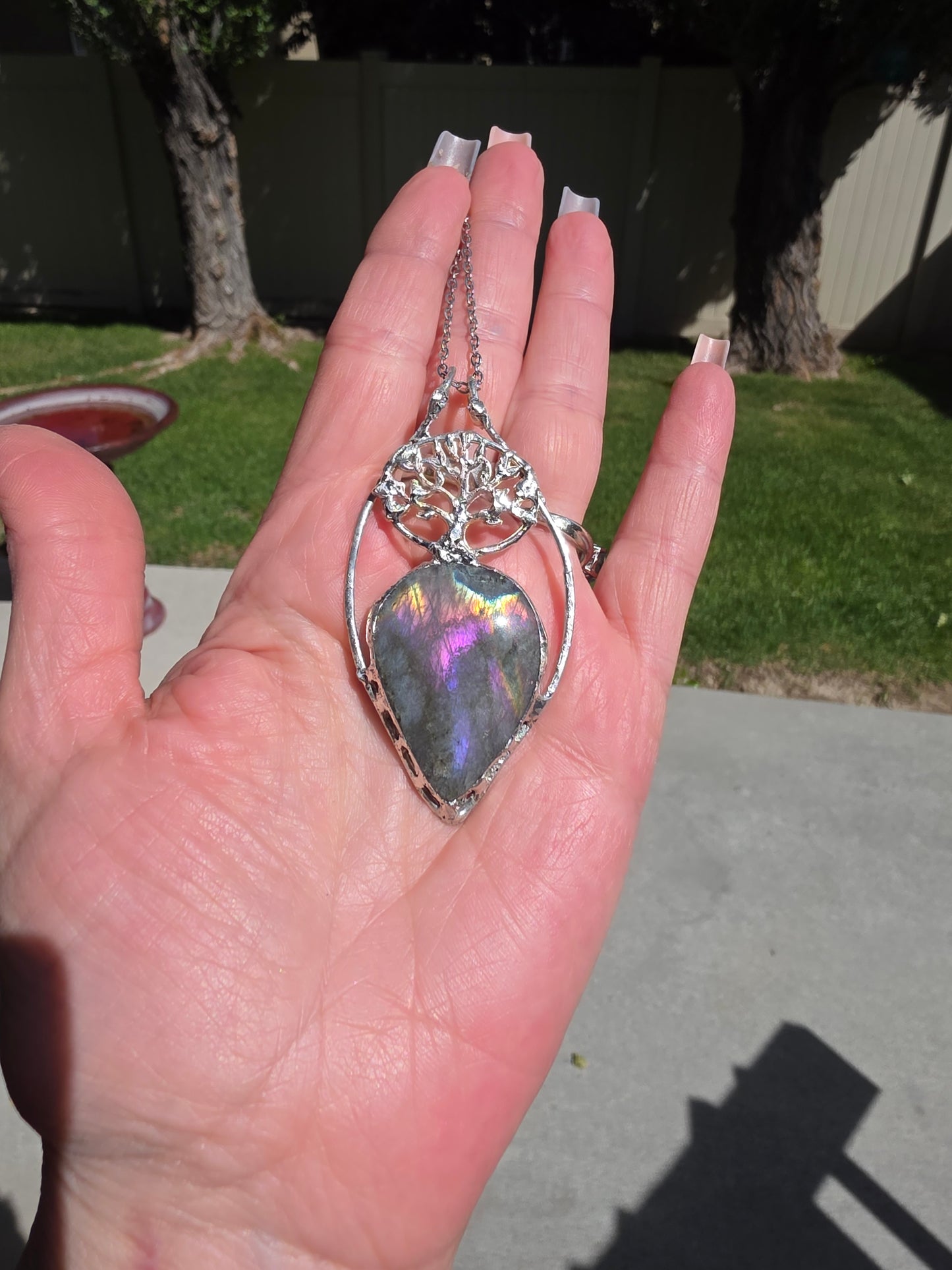 Rainbow Flash Labradorite Soldered Pendant | Handcrafted Artisan Crystal Necklace | Mystical Gemstone Jewelry