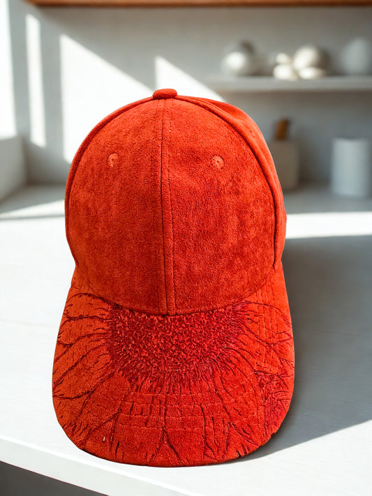 Burnt Orange Handburned Cap