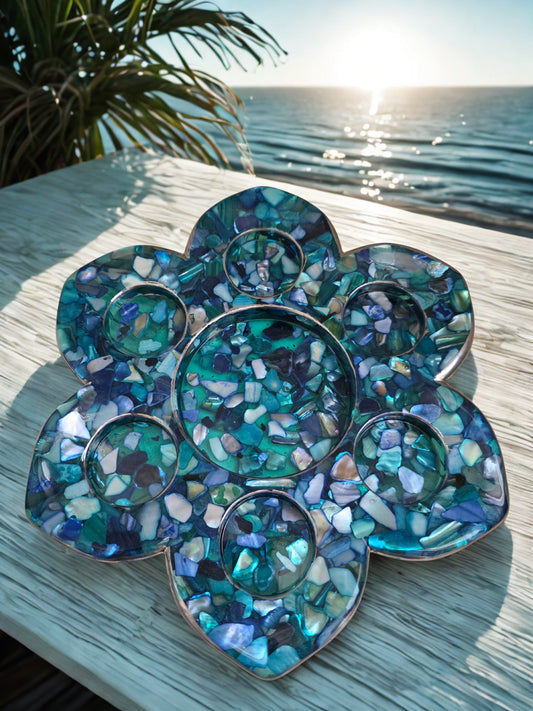 Lotus flower shell candle holder .