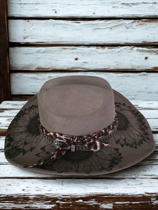 Handburned cowgirl Squash Hat