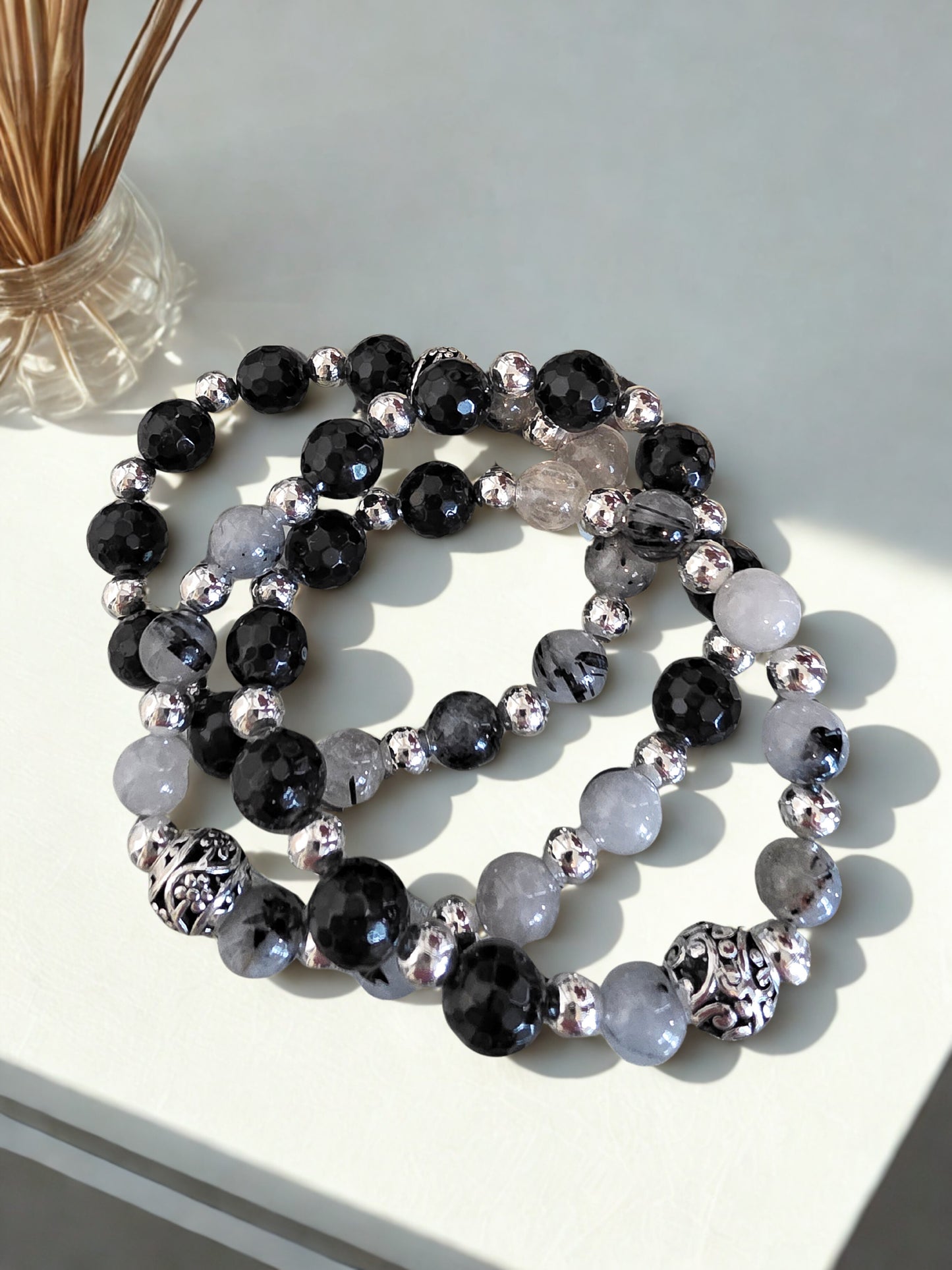 Tourmalated Quartz stretch bracelet