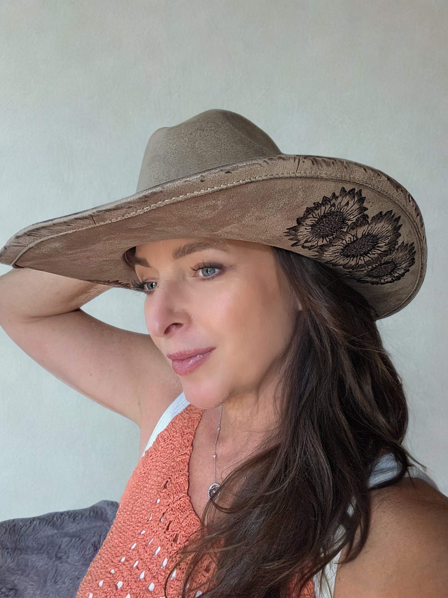 Handburned cowgirl Squash Hat