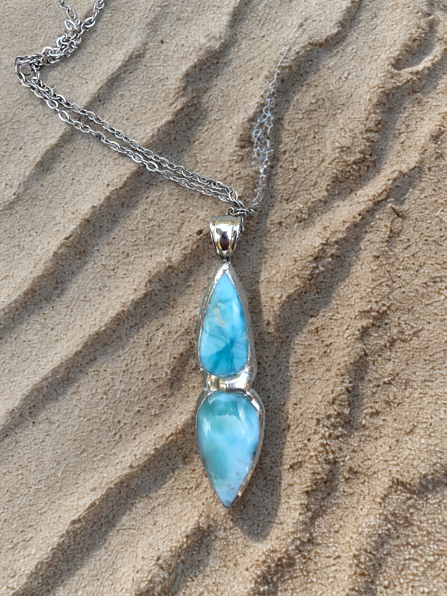 🌊 Larimar Pendant – Handcrafted Soldered Ocean Treasure