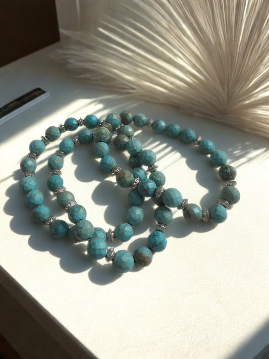 Genuine faceted turquoise stretch bracelet