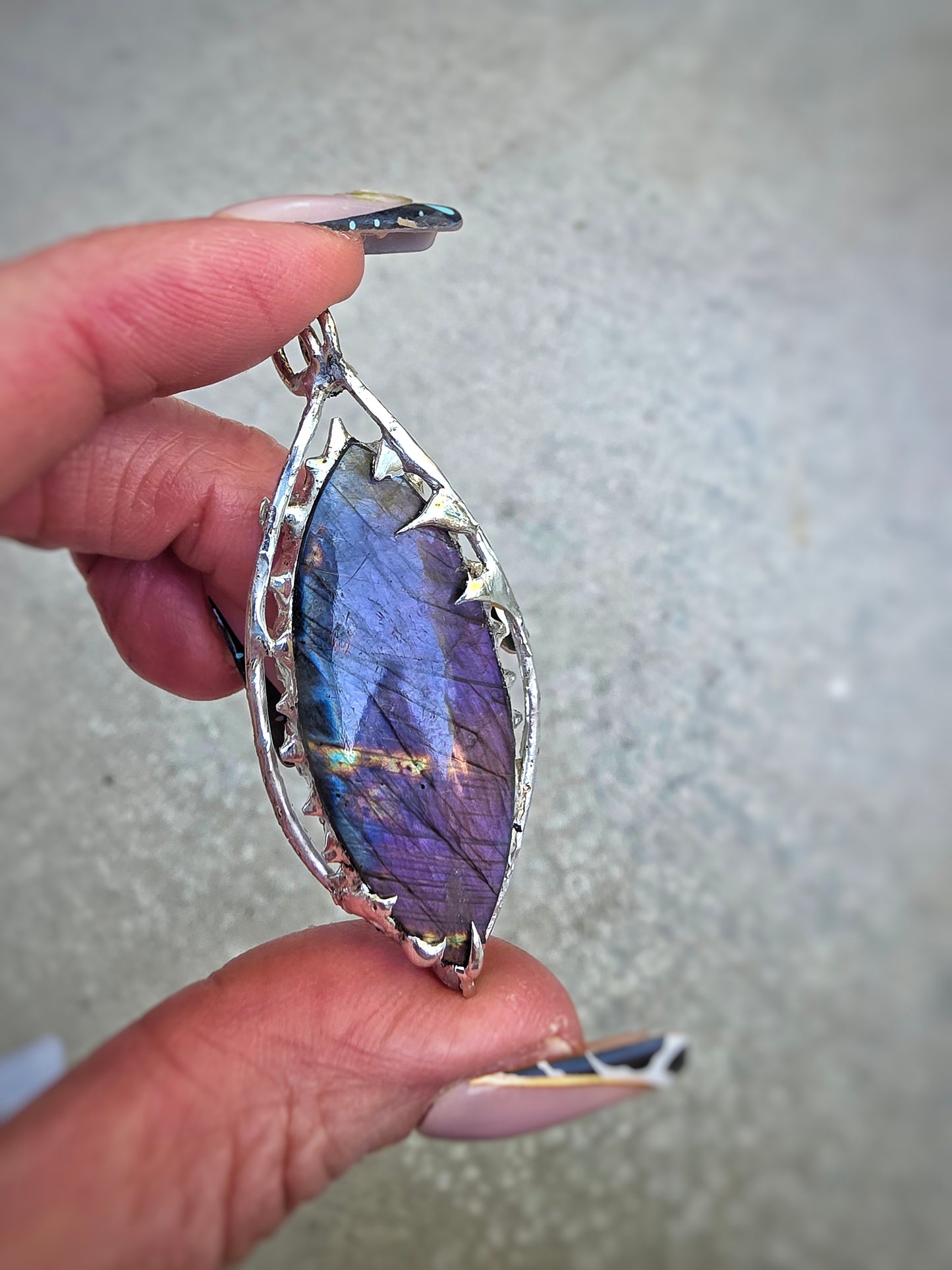 Handcrafted Artsian Purple Labradorite Pendant/ Unisex